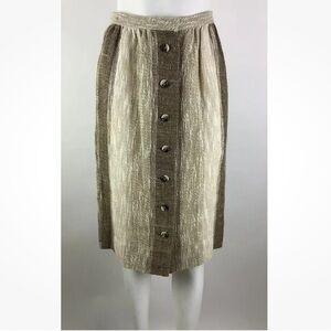Vintage Albert Capraro Sz 6 Canvas High Waist A-Line Skirt Brown Colorblock